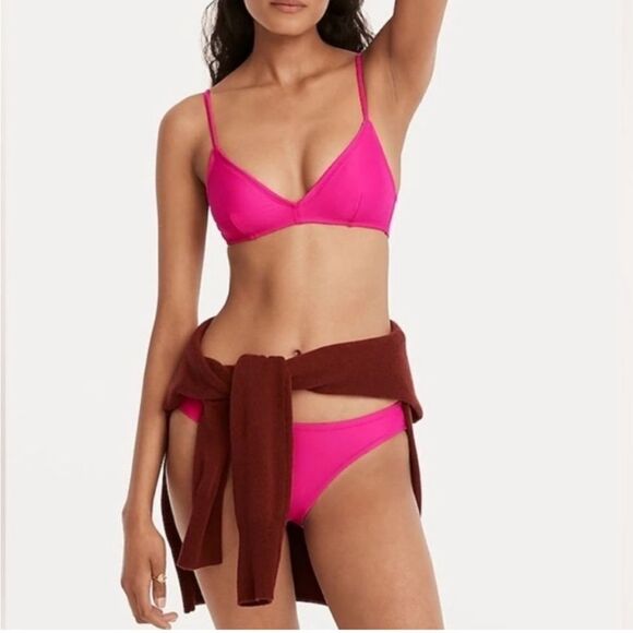 J. Crew Curved Waist Cheeky Bikini Bottom Pink Size Medium NWT - Picture 1 of 11